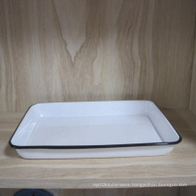 Square Enamel Baking Tray with Rolled Rim